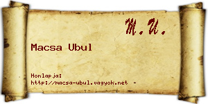 Macsa Ubul névjegykártya